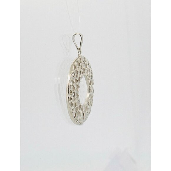 Elegant Sterling Silver Circle Pendant with Sparkling White Crystals, 5.8 Grams - Picture 2 of 10